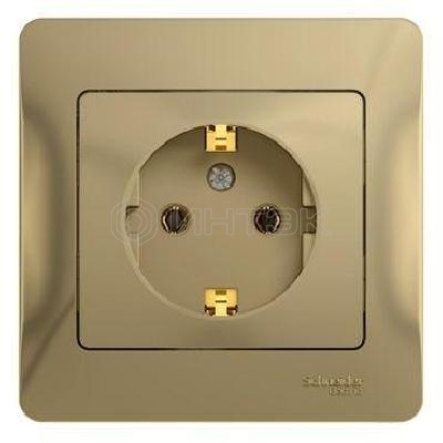 Розетка 1-м СП Glossa 16А IP20 с заземл. в сборе титан  Systeme Electric GSL000442 изображение, фото