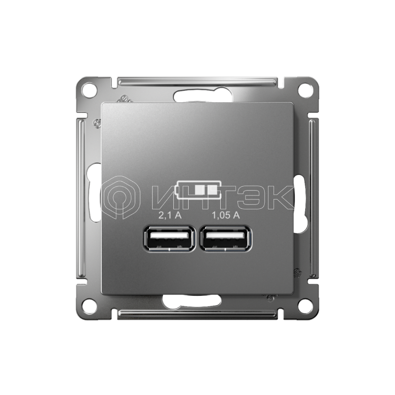 Розетка USB AtlasDesign тип A+A 5В 1х2.1А 2х1.05А механизм сталь Systeme Electric ATN000933 изображение, фото