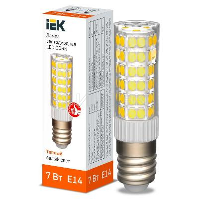Лампа светодиодная CORN 7Вт капсула 3000К E14 230В керамика IEK LLE-CORN-7-230-30-E14 изображение, фото