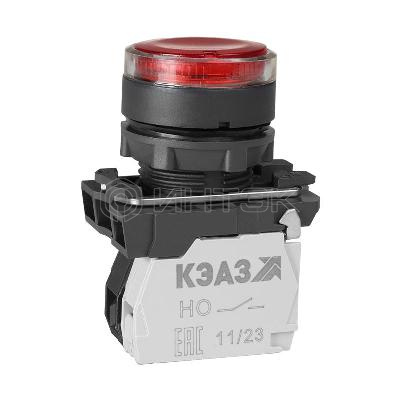 Кнопка КМЕ4610мЛ-24В-красный-1но+0нз-цилиндр-индикатор-IP65 КЭАЗ 285874 изображение, фото