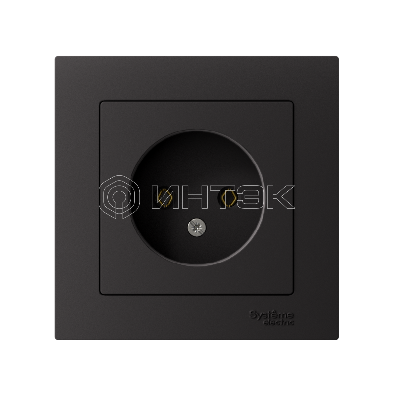 Розетка 1-м СП AtlasDesign 16А IP20 без заземл. в сборе карбон  Systeme Electric ATN001040 изображение, фото