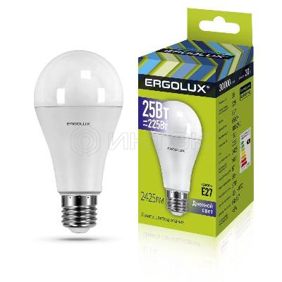 Лампа светодиодная LED-A65-25W-E27-6K ЛОН 25Вт E27 6500К 180-240В Ergolux 14228 изображение, фото