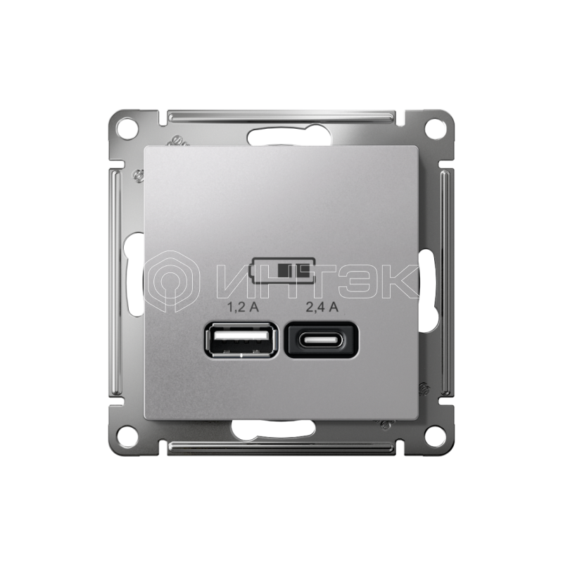 Розетка USB AtlasDesign тип A+C 5В/2.4А 2х5В/1.2А механизм алюм. Systeme Electric ATN000339 изображение, фото