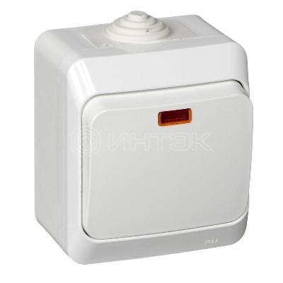 Выключатель 1-кл. ОП Этюд 10А IP44 10AX с подсветкой бел. Systeme Electric BA10-045B изображение, фото