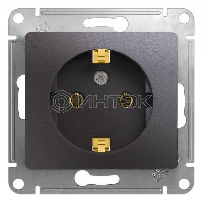 Розетка 1-м СП Glossa 16А IP20 250В с заземл. механизм графит  Systeme Electric GSL001343 изображение, фото