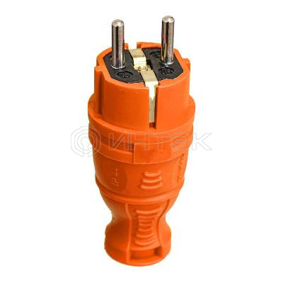 Вилка прямая с заземл. IP44 каучук оранж. TOKOV TKE-C10-KV-Z изображение, фото