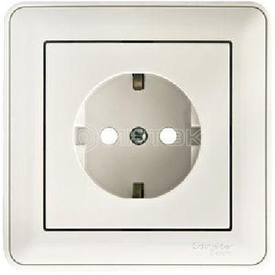 Розетка 1-м СП W59 16А IP20 с заземл. защ. шторки в сборе бел. Systeme Electric RS16-152-18 изображение, фото