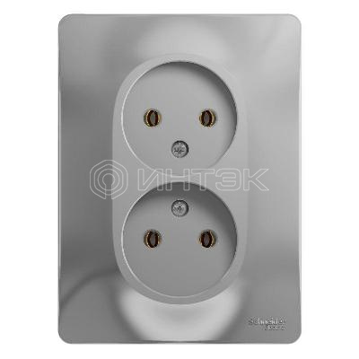 Розетка 2-м СП Glossa 16А IP20 без заземл. в сборе алюм.  Systeme Electric GSL000320 изображение, фото