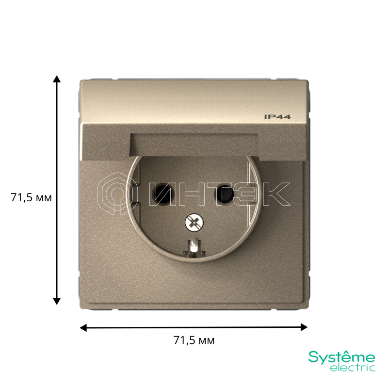 Розетка ArtGallery 16А IP44 с заземл. со шторками с крышкой механизм шампань Systeme Electric GAL440546 изображение, фото