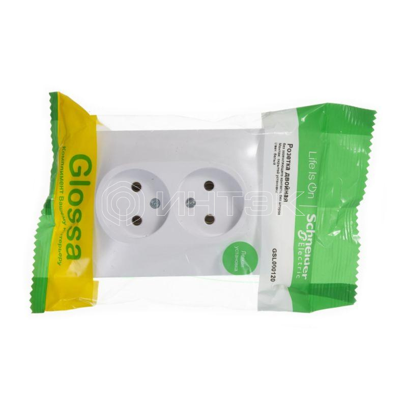 Розетка 2-м СП Glossa 16А IP20 без заземл. бел.  Systeme Electric GSL000120 изображение, фото