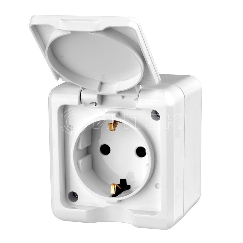Розетка 1-м ОП Dita 16А IP54 250В с заземл. с крышкой бел. TOKOV ELECTRIC TKL-DT-R1Z-C01-IP54 изображение, фото