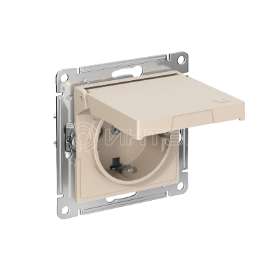 Розетка AtlasDesign 16А IP20 с заземл. защ. шторки с крышкой быстрозажим. клем. механизм песочн. Systeme Electric ATN001246S изображение, фото
