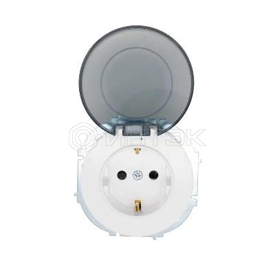 Розетка 1-м СП O Systeme ElectricN с заземл. с крышкой ПБТ бел. LEZARD 743-0288-123B изображение, фото