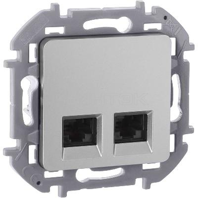 Розетка компьютерная 2-м Inspiria RJ45 кат.6 UTP механизм алюм. IEK 673842 изображение, фото