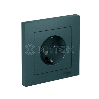 Розетка 1-м СП AtlasDesign 16А IP20 с заземл. защ. шторки в сборе изумруд Systeme Electric ATN000844 изображение, фото