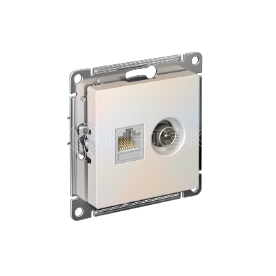 Розетка компьютерная + телевизионная 2-м СП AtlasDesign RJ45 кат.5E + TV механизм жемчуж. Systeme Electric ATN000489 изображение, фото