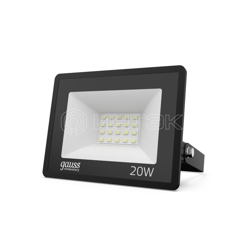 Прожектор светодиодный Elementary 20Вт 6500К IP65 1800лм 200-240В ДО черн. GAUSS 613100320 изображение, фото