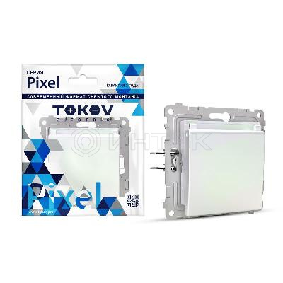 Розетка 1-м СП Pixel 16А IP20 с заземл. защ. шторки с крышкой механизм перламутр. TOKOV ELECTRIC TKE-PX-R1ZSW1-C04 изображение, фото