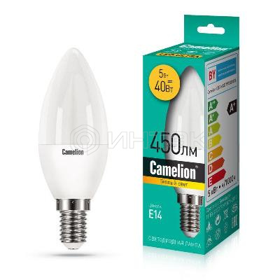 Лампа светодиодная LEDRB/5-C35/830/E14 5Вт 220В LED-M C37 3000К E14 Camelion 15049 изображение, фото