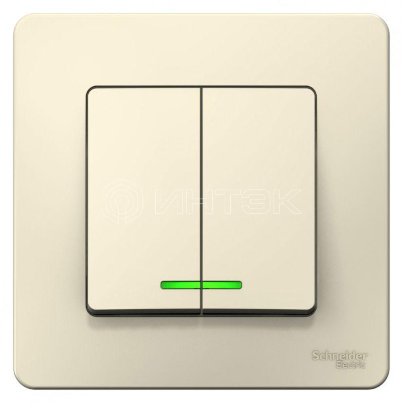 Выключатель 2-кл. СП Blanca 6А IP20 (сх. 5) 250В с подсветкой молочн. Systeme Electric BLNVS006512 изображение, фото