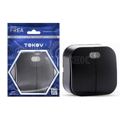 Выключатель 2-кл. ОП Frea 10А IP20 250В с индикацией АБС-пластик карбон TOKOV ELECTRIC TKE-FR-V2I-C14 изображение, фото