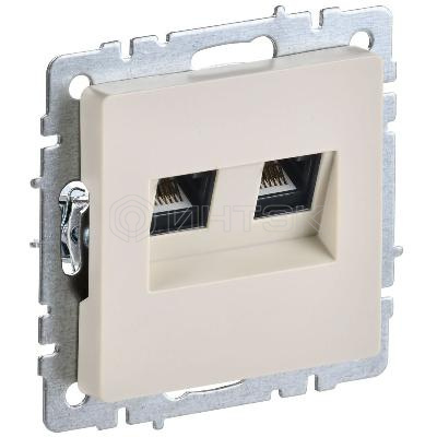 Розетка компьютерная двойн. СП RJ45 кат.5E BRITE РК10-2-БрКр механизм беж. IEK BR-K20-1-K10 изображение, фото