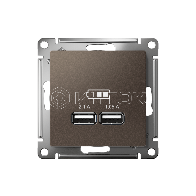 Розетка USB AtlasDesign тип A+A 5В 1х2.1А 2х1.05А механизм мокко Systeme Electric ATN000633 изображение, фото