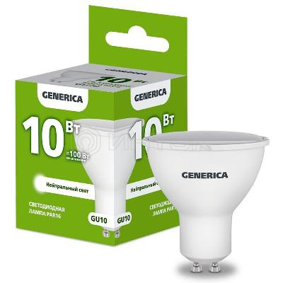 Лампа светодиодная PAR16 10Вт софит 4000К GU10 230В GENERICA LL-PAR16-10-230-40-GU10-G изображение, фото