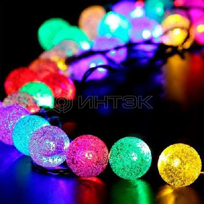 Гирлянда светодиодная "Нить" "Шарики кракле" d25мм 2м 20LED RGB IP20 220В Эра Б0055997 изображение, фото