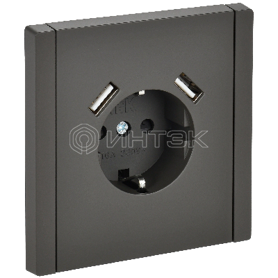Розетка FORTE&PIANO FP345 16А USB A+A 3.1А с заземл. защ. шторки винт. крепл. сер. IEK FP-R14-16-U21-D31-K03 изображение, фото