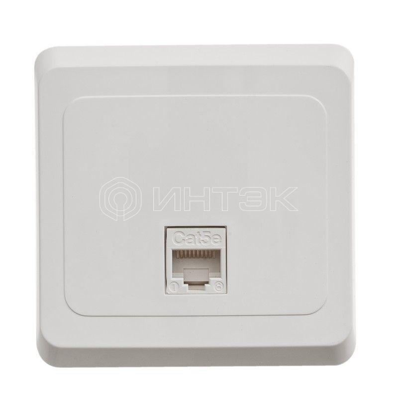 Розетка компьютерная 1-м СП Этюд RJ45 кат.5E бел. Systeme Electric KOMC-001B изображение, фото