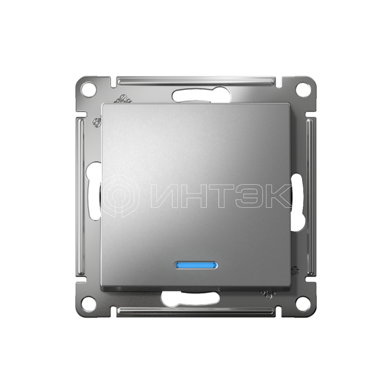 Выключатель 1-кл. СП AtlasDesign 10А IP20 (сх. 1а) 10AX с подсветкой механизм сталь  Systeme Electric ATN000913 изображение, фото