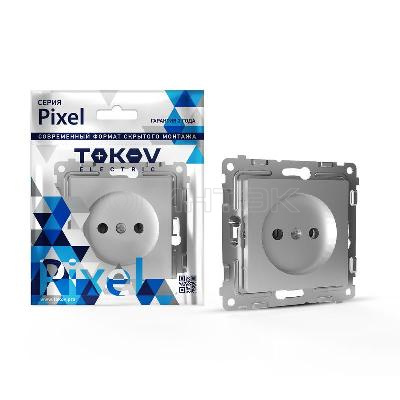Розетка 1-м СП Pixel 16А IP20 без заземл. защ. шторки механизм алюм. TOKOV ELECTRIC TKE-PX-R1SF-C03 изображение, фото