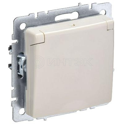 Розетка BRITE РСбш10-3-44-БрКр 16А IP44 с заземл. защ. шторки с крышкой механизм беж. IEK BR-R16-16-44-K10 изображение, фото