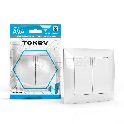 Выключатель 2-кл. СП AVA 10А IP20 с индикатором в сборе бел. TOKOV ELECTRIC TKL-AV-V2IF-C01 изображение, фото