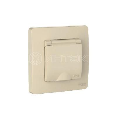 Розетка 1-м СП Blanca 16А IP44 250В с заземл. защ. шторки с крышкой беж. Systeme Electric BLNRS441117 изображение, фото