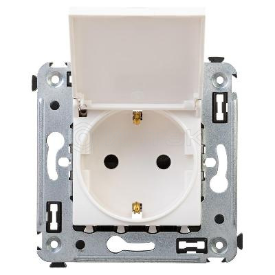 Розетка 1-м СП 2мод. Avanti "Белое облако" 16А IP41 2P+E защ. шторки с крышкой бел. DKC 4400013 изображение, фото