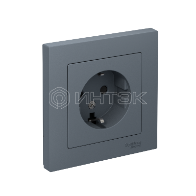Розетка 1-м СП AtlasDesign 16А IP20 с заземл. защ. шторки в сборе грифель Systeme Electric ATN000744 изображение, фото