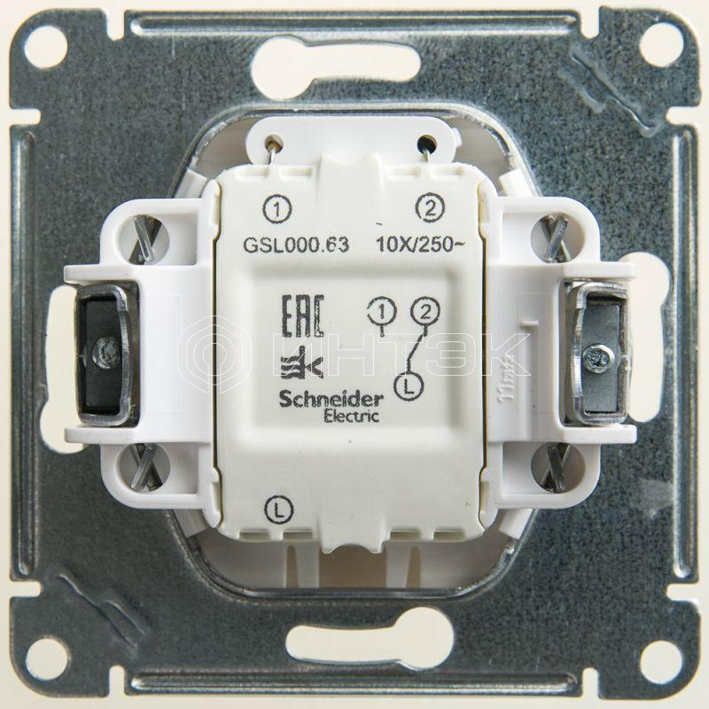 Переключатель проходной 1-кл. СП Glossa 10А IP20 (сх. 6а) 10AX с подсветкой механизм перламутр. Systeme Electric GSL000663 изображение, фото
