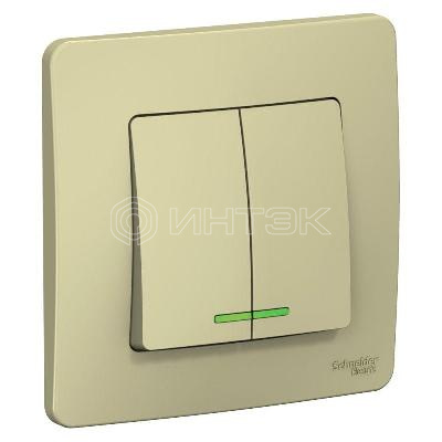 Выключатель 2-кл. СП Blanca 10А IP20 (сх. 5) 250В с подсветкой беж.  Systeme Electric BLNVS010517 изображение, фото
