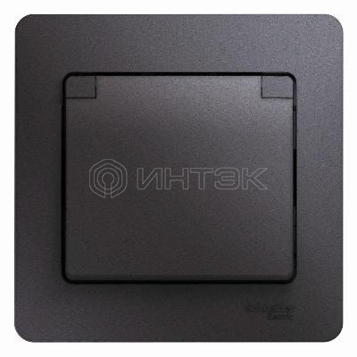 Розетка 1-м СП Glossa 16А IP20 250В с заземл. защ. шторки с крышкой в сборе графит Systeme Electric GSL001346 изображение, фото