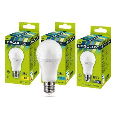 Лампа светодиодная LED-A60-17W-E27-4K 17Вт грушевидная 4500К бел. E27 180-240В ЛОН Ergolux 13180 изображение, фото