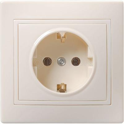 Розетка 1-м СП Кварта РС10-3-ККм 16А IP20 с заземл. без защ. шторок крем. GENERICA ERK14-K33-16-DM изображение, фото