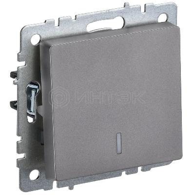 Выключатель 1-кл. СП BRITE ВС10-1-1-БрС 10А с индик. механизм сталь IEK BR-V10-1-10-K46 изображение, фото