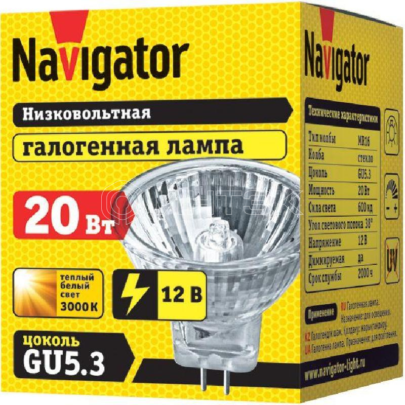 Лампа галогенная 94 202 MR16 20Вт 12В 2000h Navigator 94202 изображение, фото
