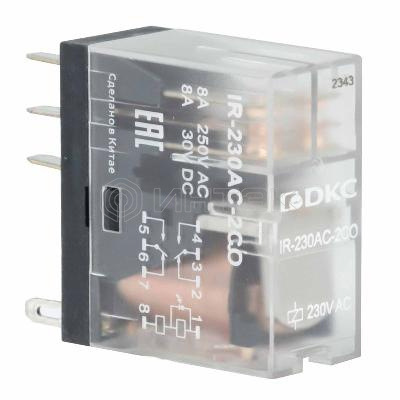 Реле одиночное 230В AC 2 прекидн. контакта DKC IR-230AC-2CO изображение, фото