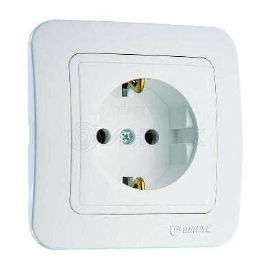Розетка 1-м СП Lillium 16А IP20 с заземл. бел./бел. Makel 70028 изображение, фото