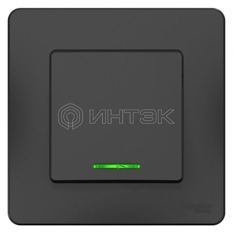 Переключатель проходной 1-кл. СП Blanca 10А IP20 (сх. 6) 250В с подсветкой антрацит Systeme Electric BLNVS010616 изображение, фото