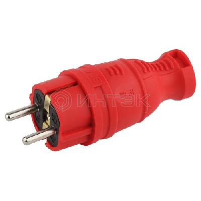 Вилка прямая V8-RED-IP44 16А IP44 з/з каучук красн. Эра Б0044547 изображение, фото