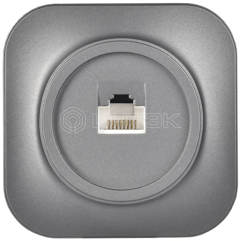 Розетка компьютерная ОП RJ45 кат.5E GLORY РК10-ХСм сталь матов. IEK EKH10-K46M изображение, фото